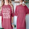 Fueled by Caffeine and Chaos Shirt Coffee Mom Sarcastic Mama Coffee Lover Addict T-Shirt #00083_43 view 2