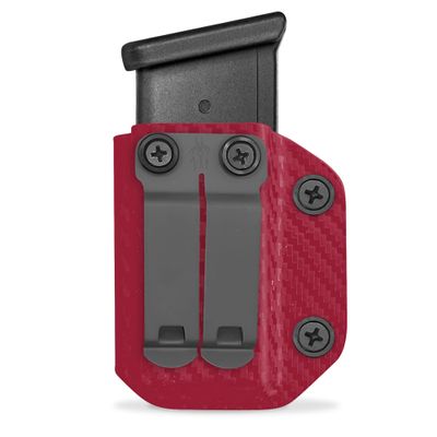 HolsterBuilder Ambidextrous IWB/OWB Carbon Fiber Magazine Holster - Convenient Concealment Holster with Mag Pouch - Accessory for Men & Women - M&P Shield (Shield 3"/ 4") EMT Red ETR