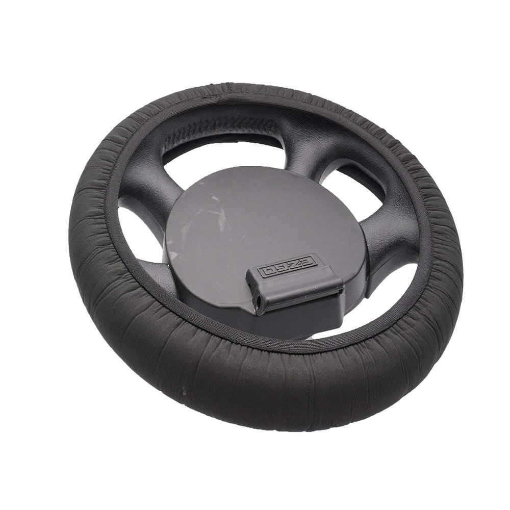 CartSkinz Neoprene Golf Cart Steering Wheel Cover - Universal Fit (13"-15"), Lightweight, Portable, Machine Washable - 03 Black Legacy - Best on Pre 2017 Carts with Smaller Steering Wheels.