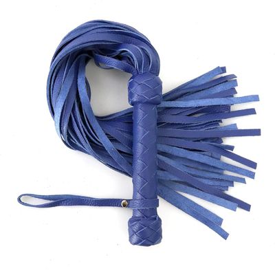MarquiseDeBliss Genuine Leather Handcrafted Gentle Horse Whip - Thick Equestrian Training and Riding Essential - Riding Tools (19.7 Inches, Sea Blue)