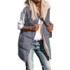 Canbebig Women 2023 Fall Reversible Vests Sleeveless Fuzzy Fleece Jacket Zip Up Warm Hoodie Long Quilted Winter Coat Outerwear Gray view 1
