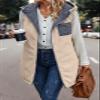 Canbebig Women 2023 Fall Reversible Vests Sleeveless Fuzzy Fleece Jacket Zip Up Warm Hoodie Long Quilted Winter Coat Outerwear Gray view 3
