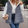 Canbebig Women 2023 Fall Reversible Vests Sleeveless Fuzzy Fleece Jacket Zip Up Warm Hoodie Long Quilted Winter Coat Outerwear Gray view 4