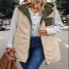 Canbebig Women 2023 Fall Reversible Vests Sleeveless Fuzzy Fleece Jacket Zip Up Warm Hoodie Long Quilted Winter Coat Outerwear Army Green view 3
