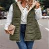 Canbebig Women 2023 Fall Reversible Vests Sleeveless Fuzzy Fleece Jacket Zip Up Warm Hoodie Long Quilted Winter Coat Outerwear Army Green view 4