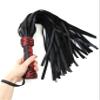 MarquiseDeBliss Genuine Leather Handcrafted Gentle Horse Whip - Thick Equestrian Training and Riding Essential - Riding Tools (27.6 Inches, Black and Red Handle) view 2