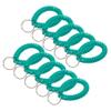 Lucky Line 2 Diameter Spiral Wrist Coil with Steel Key Ring, Flexible Wrist Band Key Chain Bracelet, Stretches to 12, Teal, 10 Pack (41038) view 1