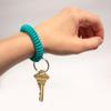 Lucky Line 2 Diameter Spiral Wrist Coil with Steel Key Ring, Flexible Wrist Band Key Chain Bracelet, Stretches to 12, Teal, 10 Pack (41038) view 2
