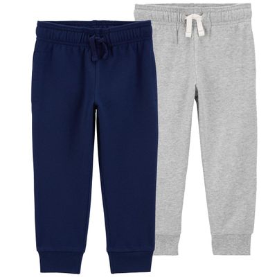 Carter's Boys 2 Pack French Terry Active Joggers/Pants (Navy and Gray, 2T)