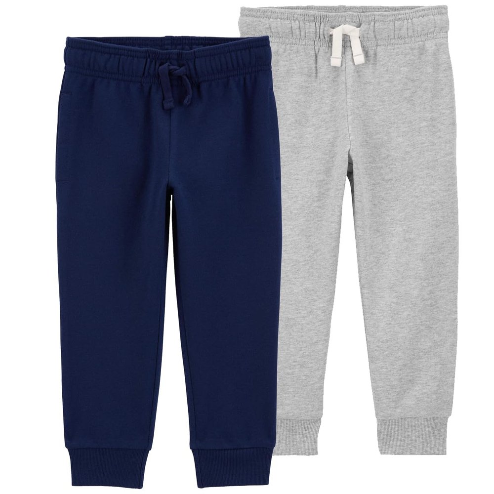 Carter's Boys 2 Pack French Terry Active Joggers/Pants (Navy and Gray, 2T)