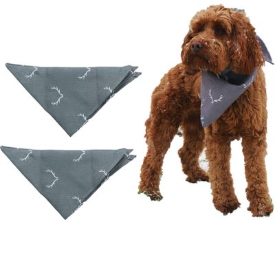 AB Tools 2PK Festive Grey Smart Antler Hygge Bandanna for Dogs - One Size