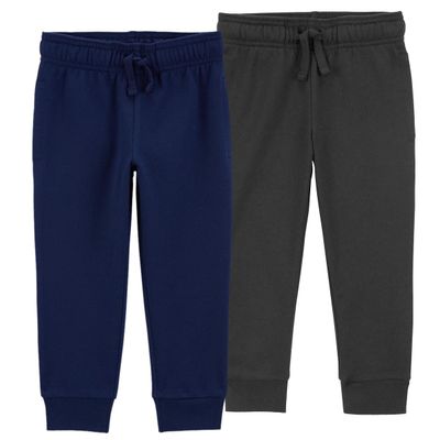 Carter's Boys 2 Pack French Terry Active Joggers/Pants (Navy and Black, 3T)