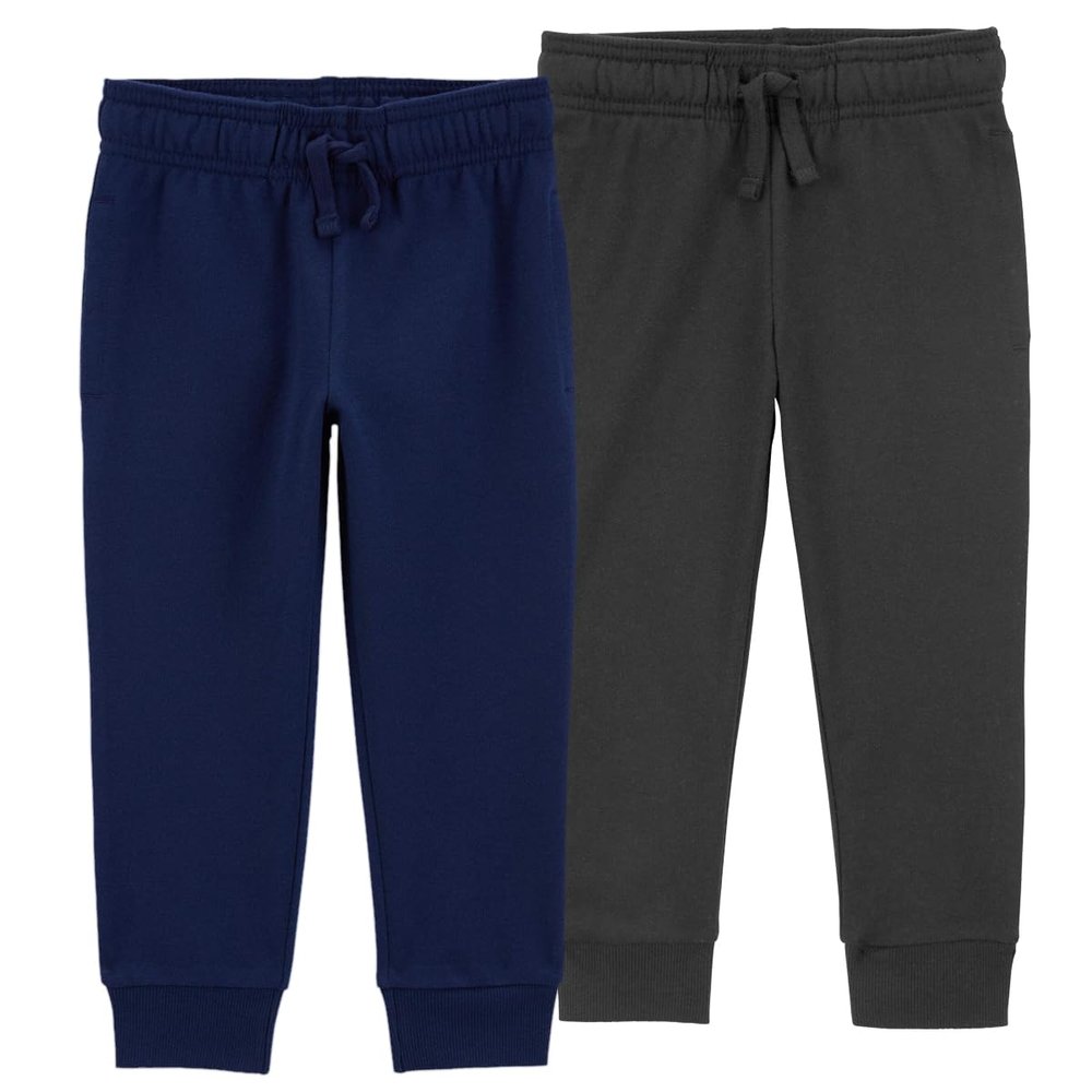 Carter's Boys 2 Pack French Terry Active Joggers/Pants (Navy and Black, 3T)