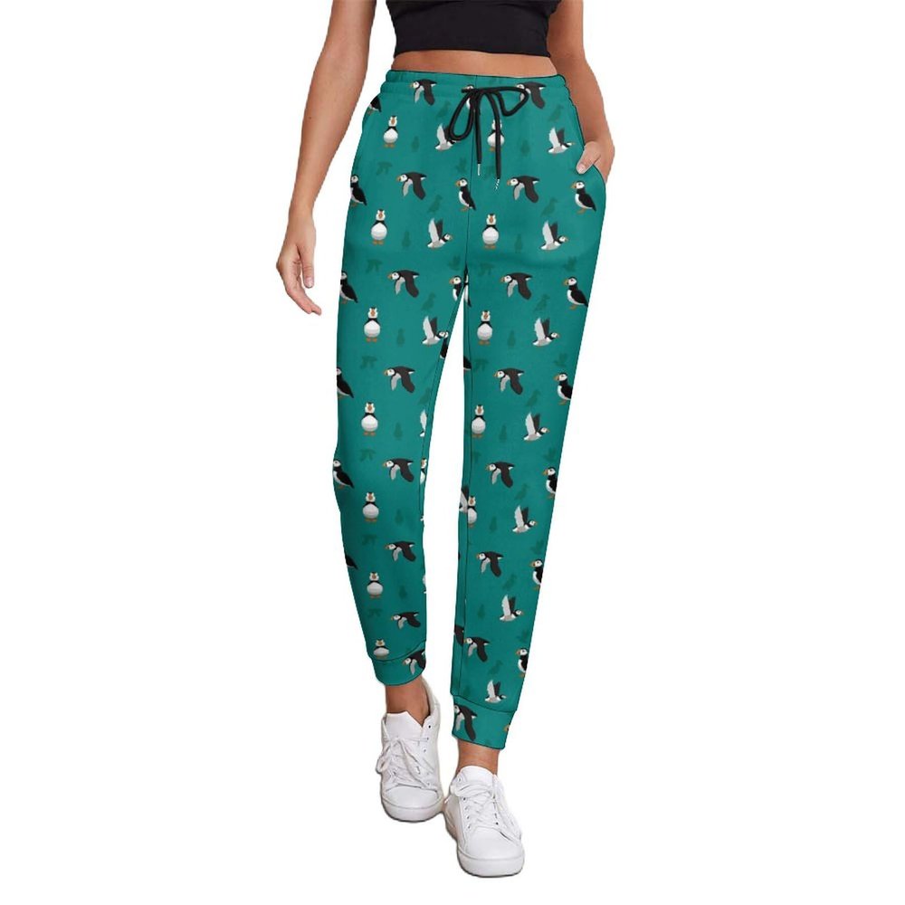 Atlantic Puffin Women's Pant Print Sweatpants Joggers Pants Sports Casual Trouser with Pockets L