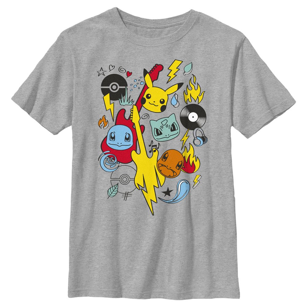 Pokmon Kids Pokemon Rocks Collage Boys Short Sleeve Tee Shirt, Athletic Heather
