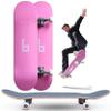 Braille Complete Skateboard for Adults Teens Boys Girls Kids Skateboard: Standard Skateboard for Tricks 8.25 Inch x 31.5 Long Pro Skate Board Full Grip Tape, 7 ply Canadian Maple Metal Trucks, Pink view 2