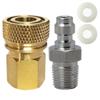 HMKUGO 1/8 NPT Female Connector and 8mm Male Plug Fill Nipple Quick-Disconnect Set, Copper - Stainless Steel - Remote Line Male & Female Set for PCP Foster Paintball Airsoft Air Gun Tool view 1