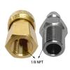 HMKUGO 1/8 NPT Female Connector and 8mm Male Plug Fill Nipple Quick-Disconnect Set, Copper - Stainless Steel - Remote Line Male & Female Set for PCP Foster Paintball Airsoft Air Gun Tool view 2