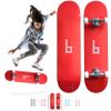 Braille Complete Skateboard for Adults Teens Boys Girls Kids Skateboard: Standard Skateboard for Tricks 7.75 Inch x 31.5 Long Pro Skate Board Full Grip Tape, 7 ply Canadian Maple Metal Trucks, Red view 4