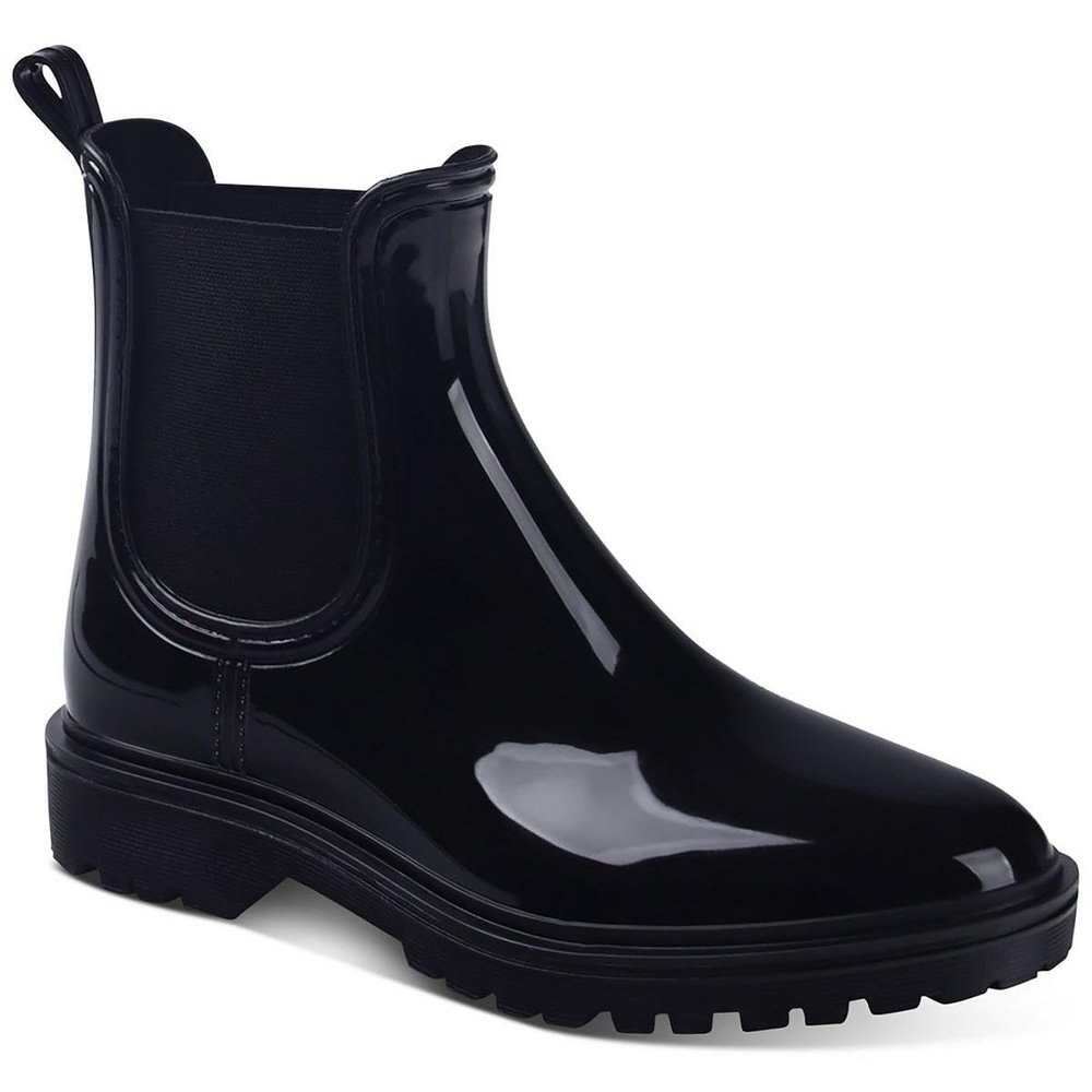 INC Womens Rylien Stretch Patent Rain Boots Black 10 Medium (B,M)