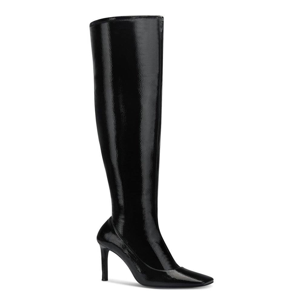 INC Womens Keenah Solid Patent Thigh-High Boots Black 6.5 Medium (B,M)