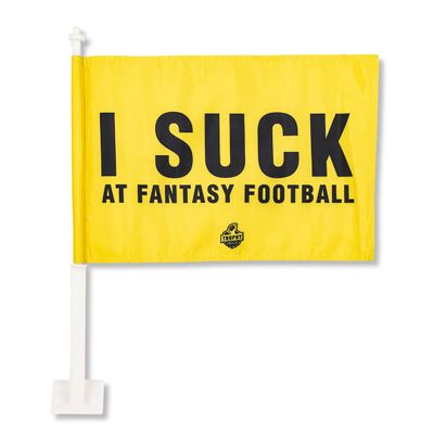 TrophySmack I Suck At Fantasy Football Car Flag, Embarrassing Loser Award - Yellow