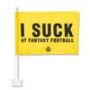 TrophySmack I Suck At Fantasy Football Car Flag, Embarrassing Loser Award - Yellow view 1