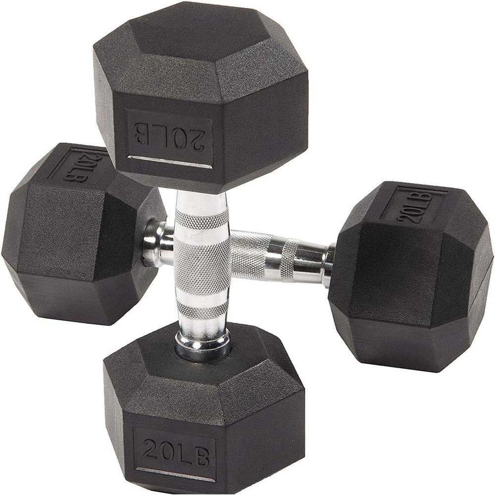 Dumbbell Rubber Coated Hex Dumbbells, Home Gym Training Hex Dumbbell with Metal Handle 20lbs