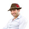 German Hat | Felt Men & Womens Oktoberfest Hat - Party Fedora with Feather & Rope | Medium Brown view 2