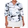 Tanst Sky Golf Polo for Women, Women's UPF 50 3/4 Sleeve Tops Quarter Zip Collared Curvy Hem Activewear Tennis Yoga Workout Running Loose Dry Fit Athletic Clothing Wash Painting XX-Large view 1
