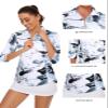 Tanst Sky Golf Polo for Women, Women's UPF 50 3/4 Sleeve Tops Quarter Zip Collared Curvy Hem Activewear Tennis Yoga Workout Running Loose Dry Fit Athletic Clothing Wash Painting XX-Large view 3