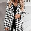 ZYXTIM Fashion Flannel Jackets for Women Classic Fit Metal Double Breasted Wool Blend Plaid Peacoat Notch Lapel Overcoat view 2