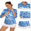 Tanst Sky Women's 3/4 Sleeve Polo Shirts, Golf Top for Woman Quarter Zip Collared Curvy Hem UPF 50 Workout Tennis Yoga Running Ladies Quick Dry Fitted Comfy Athletic Clothes Blue Medium view 3