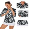 Tanst Sky UPF 50 3/4 Sleeve Tops for Women, Women's Golf Polo Shirts Quarter Zip Collared Activewear Ladies Tennis Yoga Workout Running Quick Dry Trendy Athletic Active Wear Black X-Large view 3