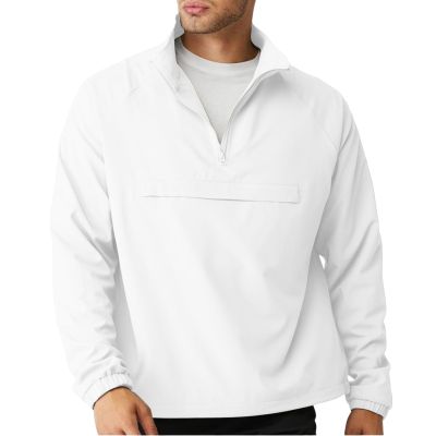Opomelo Men's Athletic Quarter Zip Pullover Golf Hiking Running Lightweight Jacket Workout Sweatshirt With Pocket White