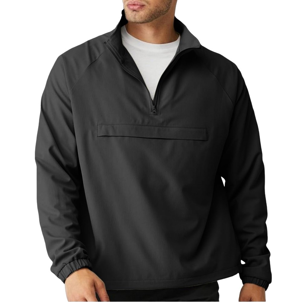 Opomelo Men's Athletic Quarter Zip Pullover Golf Hiking Running Lightweight Jacket Workout Sweatshirt With Pocket Black