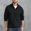 Opomelo Men's Athletic Quarter Zip Pullover Golf Hiking Running Lightweight Jacket Workout Sweatshirt With Pocket Black view 3