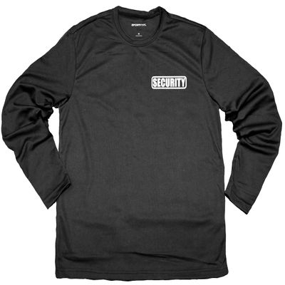 Security Performance Long Sleeve t Shirts with Reflective Decoration on Both Front and Back (US, Alpha, XX-Large, Regular, Regular, Black with White/Reflective Logo)