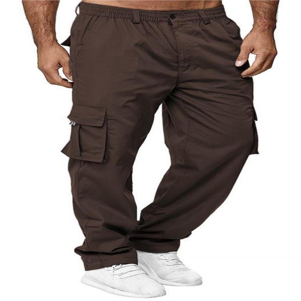 AIFARLD Men's Cargo Pants with Pockets Cotton Hiking Sweatpants Casual Athletic Jogger Sports Outdoor Trousers Relaxed Fit Coffee