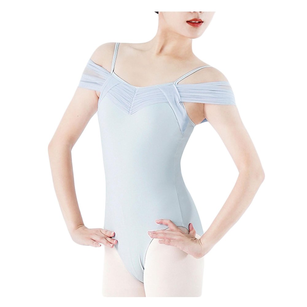 Bestgift Adult Ballet Dancewear Female Formal Wear Ballet Practice Wear Sky blue 2XL