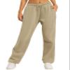 AUTOMET Women's Wide Leg Sweatpants Fleece Lined Baggy Straight Leg Lounge Pants Fall Outfits Athletic Joggers with Pockets Beige S view 1