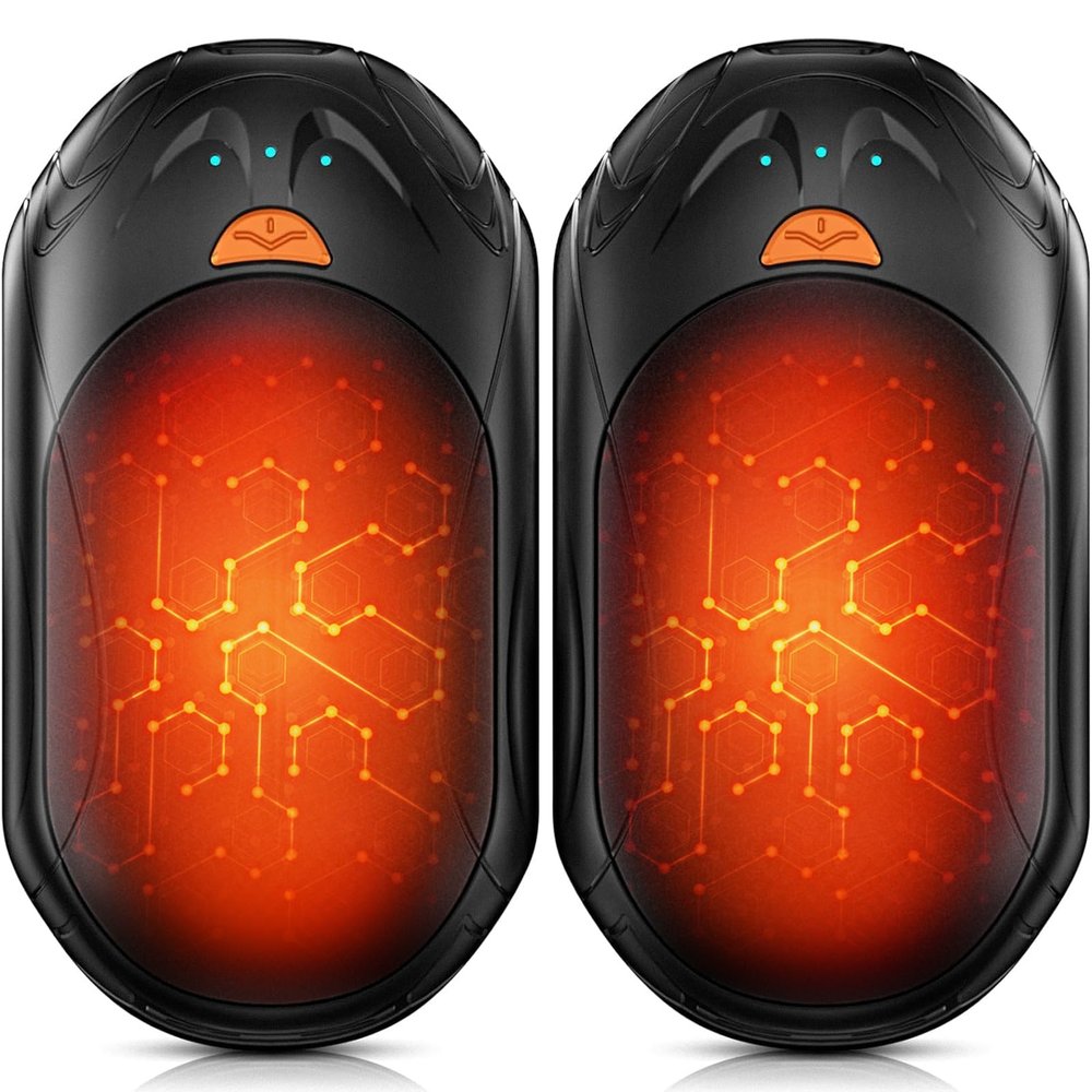 AI Hand Warmers Rechargeable 2 Pack,6000mAh Rechargeable Hand Warmer,20Hrs Long Heating Electric Hand Warmer,Portable Pocket Heater,Gifts for Christmas,Camping,Stocking Stuffers,Gifts for Men