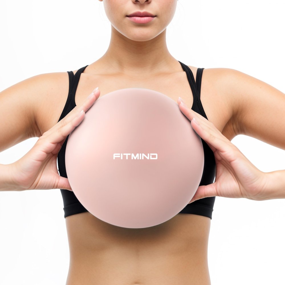 FITMIND_Pilates Ball 10 Inch Anti-Burst Slip Resistant Mini Yoga Ball for Fitness, Core Training, Physical Therapy, Balance, Stability, Stretching 200kg 440lbs Capacity - Pink