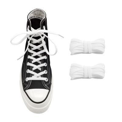 UamGlsob 5/16" Wide Elastic Shoe Laces Replacement Laces for Converse High Tops Sneakers, Stretch Flat Shoelaces Shoe Strings (White-02, 45''/115cm)