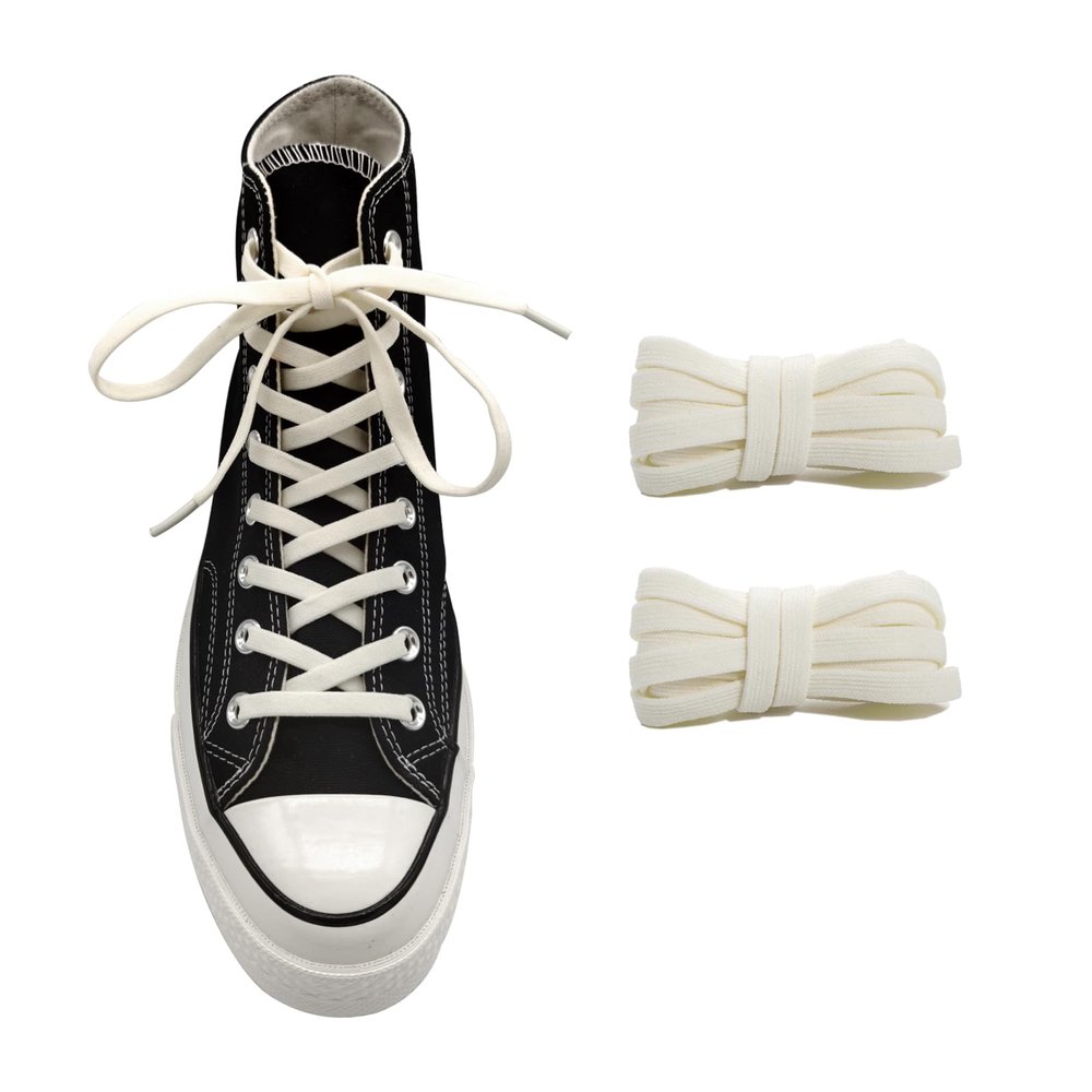 UamGlsob 5/16" Wide Elastic Shoe Laces Replacement Laces for Converse High Tops Sneakers, Stretch Flat Shoelaces Shoe Strings (Beige-02, 36''/92cm)