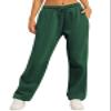 AUTOMET Women's Wide Leg Sweatpants Fleece Lined Baggy Straight Leg Lounge Pants Fall Outfits Athletic Joggers with Pockets XmasGreen S view 1