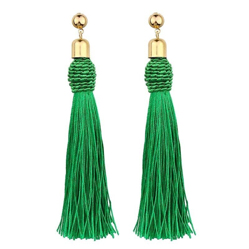 Bohemian Long Tassel Dangle Earrings For Women Red Black Silk Fabric Drop Statement Earring Ethnic Fashion Jewelry Gift (Color : EA086-01)