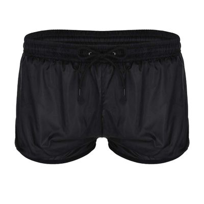 Rswnyirn Men's Drawstring See-Through Swim Trunks Boxer Beach Shorts Swimsuits Quick Dry Loose Underwear Black Small