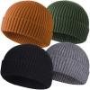 4pcs Wool Fisherman Beanies for Men, Knit Short Watch Cap Winter Warm Hats view 1