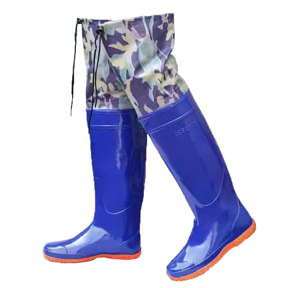 Hip Waders A 60cm High Wader with A Buttocks, PVC Waterproof Fishing Hunting Hip Boots for Men and Women (Color : Blue, Size : 6)